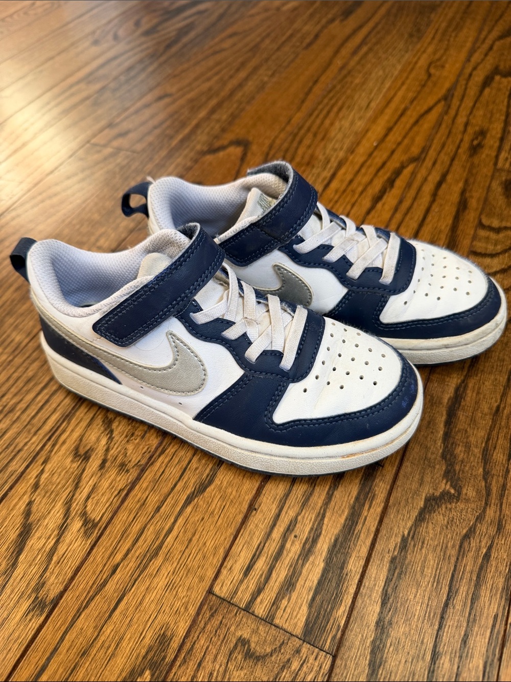 Nike Kids Navy, White and Silver Low-Top Sneakers